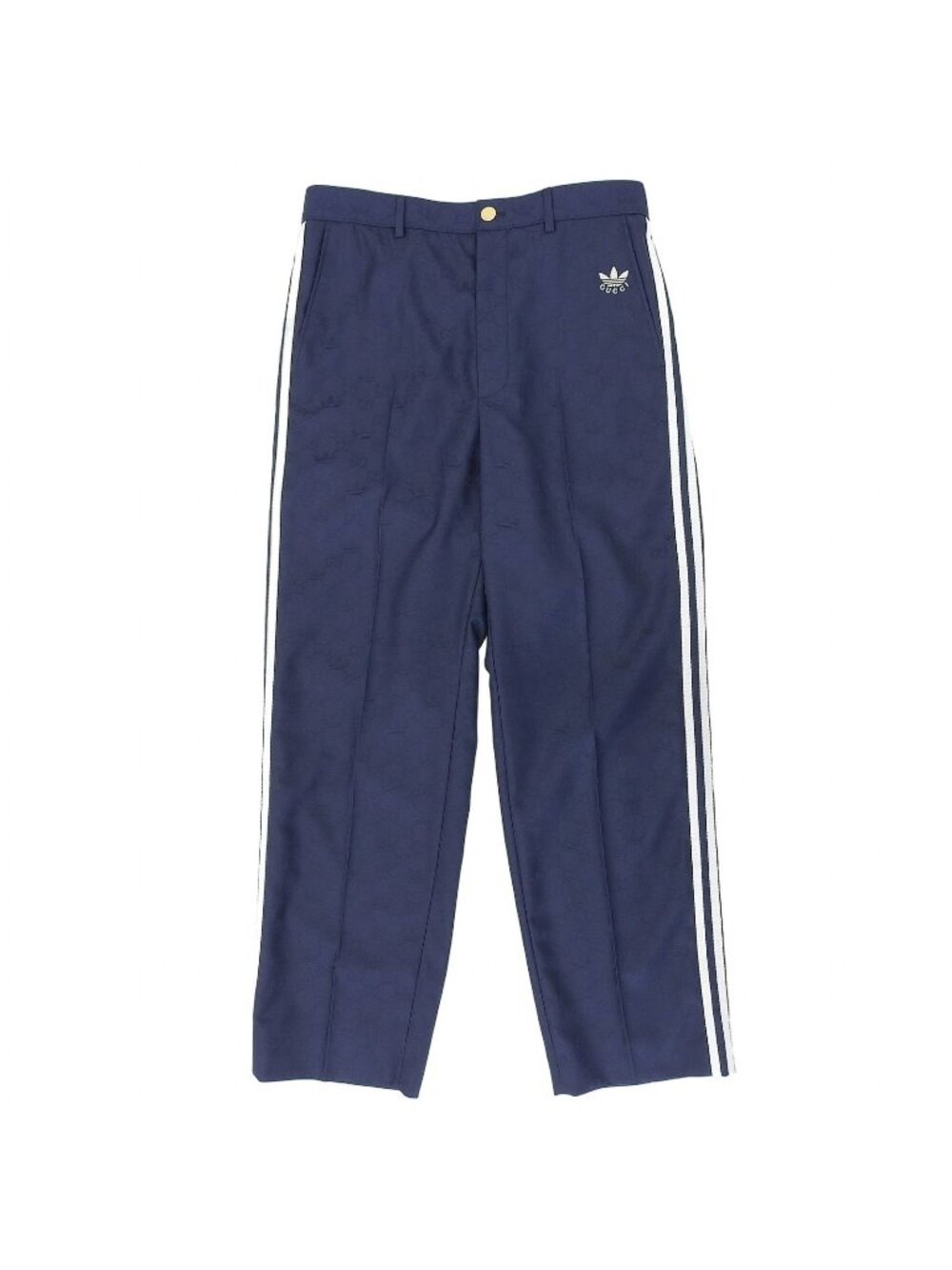 Gucci Adidas GG Logo All Over Print Trefoil Jacquard Trousers Pants Navy 50